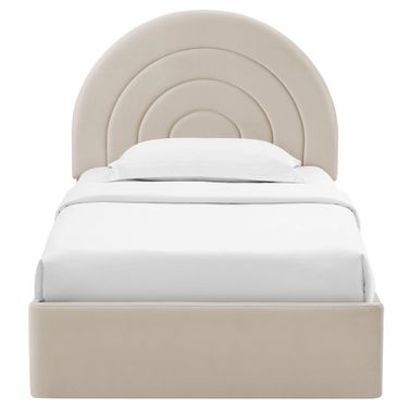 Solana Arched Performance Velvet Twin Platform Bed In Almond