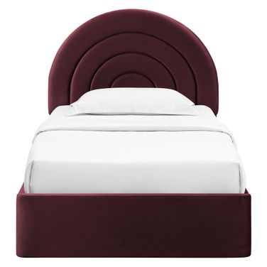 Solana Arched Performance Velvet Twin Platform Bed In Mulberry
