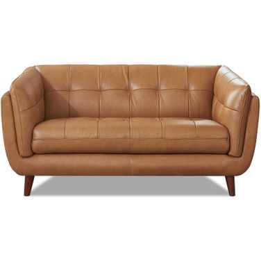 Solana Leather Loveseat In Cinnamon Brown