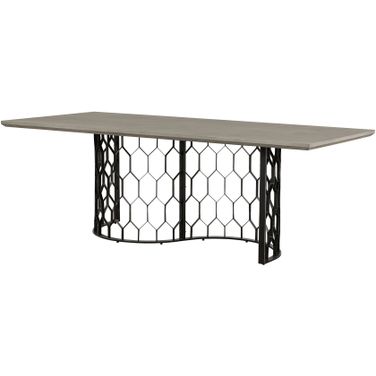 Solange Concrete and Black Metal Rectangular Dining Table