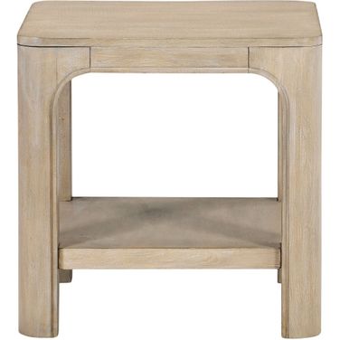 Solano Square Wood Side End Table with Shelf In Weathered Mango