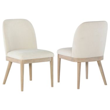 Solano Upholstered Dining Side Chair Set of 2 In Beige and Weathered Mango