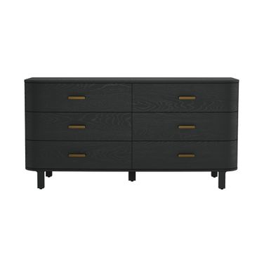 Solara 68 Inch Solid Wood 6-Drawer Dresser In Black