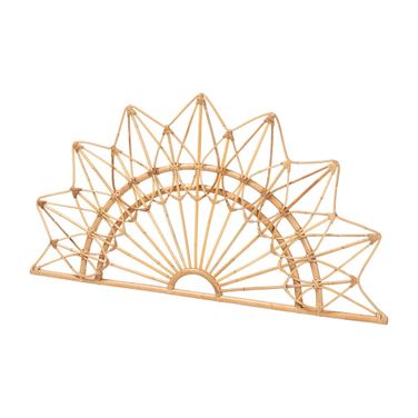Solara Natural Rattan Sunburst Queen Headboard In Natural Brown