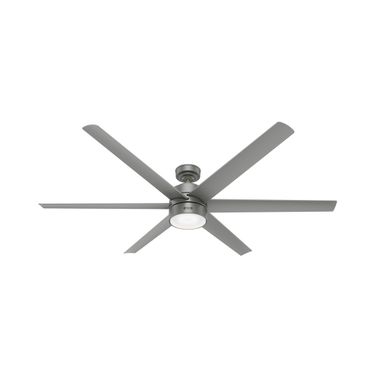 Solaria 72 Inch Energy Star Damp Rated Ceiling Fan with LED Light Kit and Wall Control In Matte Silver