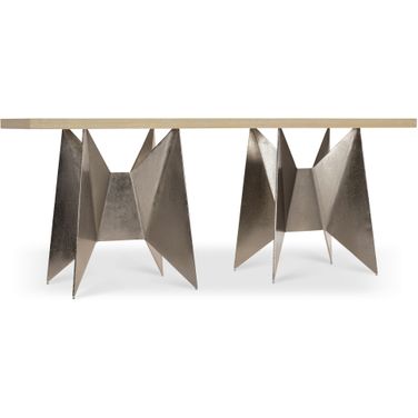Solaria Console Table with 2 Metal Origami-inspired Bases