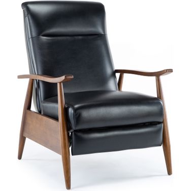 Solaris Wood Arm Push Back Recliner In Black
