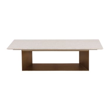 Soleen Coffee Table In Antique Brass and Cream