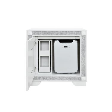 Soleil Nightstand with Cooler and Speaker In White