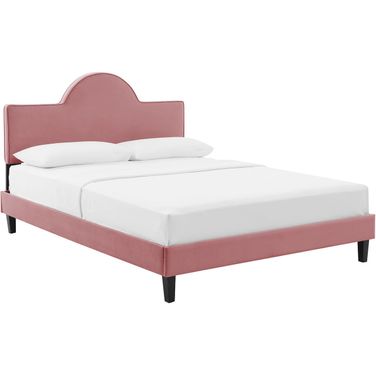 Soleil Performance Velvet King Bed In Dusty Rose