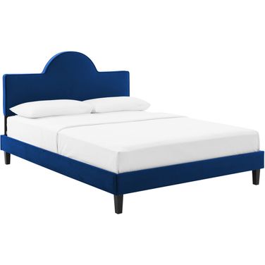 Soleil Performance Velvet King Bed In Navy