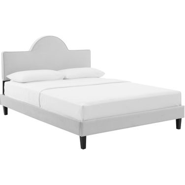 Soleil Performance Velvet Twin Bed In Light Gray