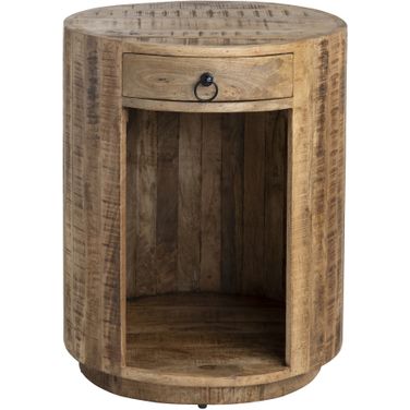 Solid Mango Round Accent/End Table In Brown