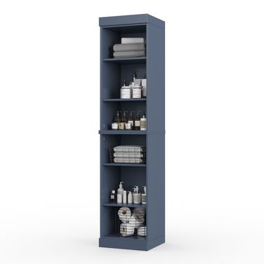 Solid Wood 16.5" Bathroom Storage Cabinet With Adjustable Shelves In Antique Blue