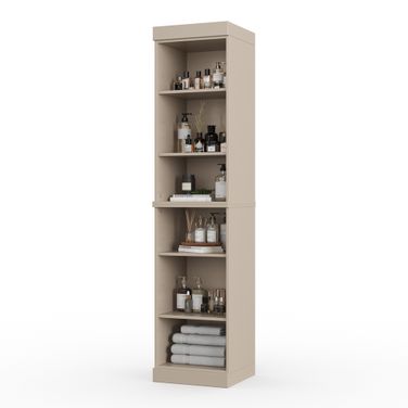 Solid Wood 16.5" Bathroom Storage Cabinet With Adjustable Shelves In Beige