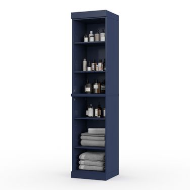 Solid Wood 16.5" Bathroom Storage Cabinet With Adjustable Shelves In Navy Blue