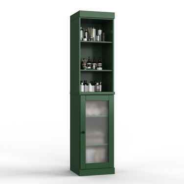 Solid Wood 16.5" Bathroom Storage Cabinet With Frosted Glass Doors And Adjustable Shelves In Green