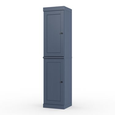 Solid Wood 16.5" Bathroom Storage Cabinet With Raised Panel Doors And Adjustable Shelves In Antique Blue