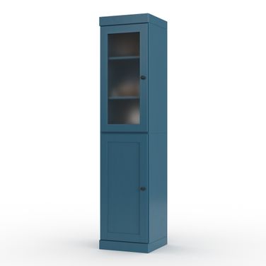 Solid Wood 16.5" Pantry Cabinet With Frosted Glass And Shaker Doors In Black