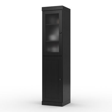 Solid Wood 16.5" Pantry Cabinet With Frosted Glass And Shaker Doors In Java