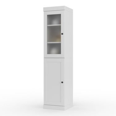 Solid Wood 16.5" Pantry Cabinet With Frosted Glass And Shaker Doors In White