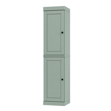 Solid Wood 16.5" Pantry Cabinet With Raised Panel Doors And Adjustable Shelves In Sage