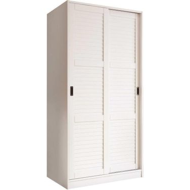 Solid Wood 2-Sliding Door Wardrobe In White