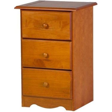 Solid Wood 3-Drawer Nightstand In Honey Pine