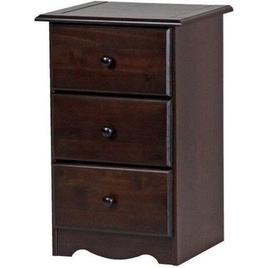 Solid Wood 3-Drawer Nightstand In Java