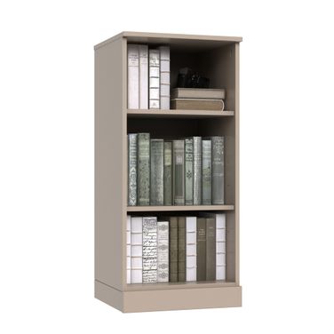 Solid Wood 3-Shelf Bookcase With Adjustable Shelves In Beige