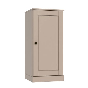Solid Wood 3-Shelf Bookcase With Raised Panel Door And Adjustable Shelves In Beige