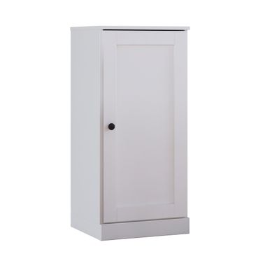 Solid Wood 3-Shelf Bookcase With Shaker Door And Adjustable Shelves In White