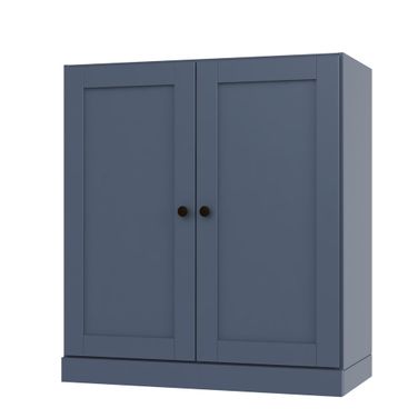 Solid Wood 3-Shelf Bookcase With Shaker Doors And Adjustable Shelves In Antique Blue