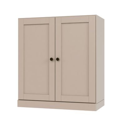 Solid Wood 3-Shelf Bookcase With Shaker Doors And Adjustable Shelves In Beige