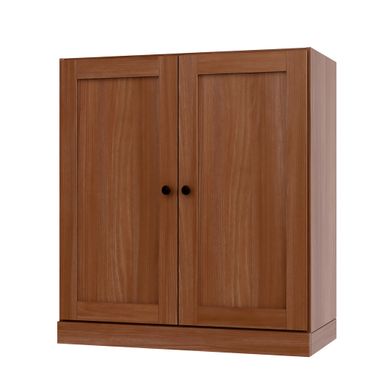 Solid Wood 3-Shelf Bookcase With Shaker Doors And Adjustable Shelves In Mocha