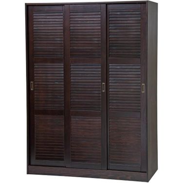 Solid Wood 3-Sliding Door Wardrobe In Java
