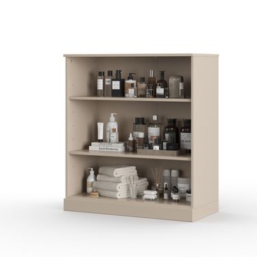 Solid Wood 32" Bathroom Storage Cabinet With Adjustable Shelves In Beige