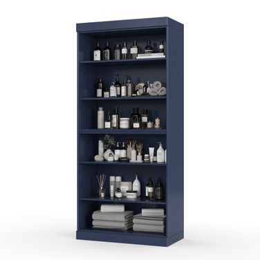 Solid Wood 32" Bathroom Storage Cabinet With Adjustable Shelves In Navy Blue