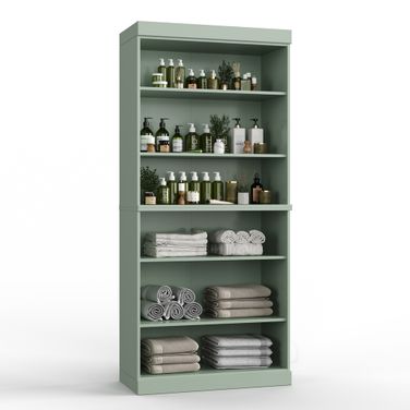 Solid Wood 32" Bathroom Storage Cabinet With Adjustable Shelves In Sage