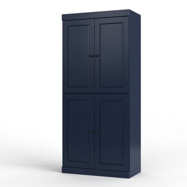 Solid Wood 32" Bathroom Storage Cabinet With Doors And Adjustable Shelves In Navy Blue