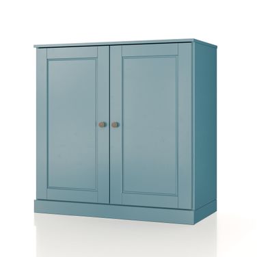 Solid Wood 32" Bathroom Storage Cabinet With Doors And Adjustable Shelves In Teal Blue