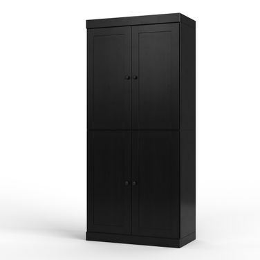 Solid Wood 32" Pantry Cabinet With 2-Drawers And Adjustable Shelves In Java