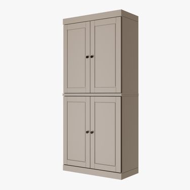 Solid Wood 32" Pantry Cabinet With Raised Panel Doors And Adjustable Shelves In Beige