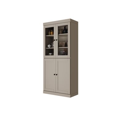 Solid Wood 32" Pantry Cabinet With Shaker Doors And 2-Drawers In Beige