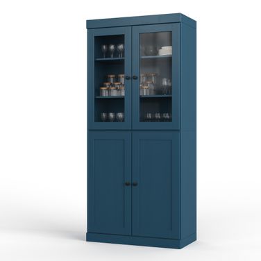 Solid Wood 32" Pantry Cabinet With Shaker Doors And 2-Drawers In Black