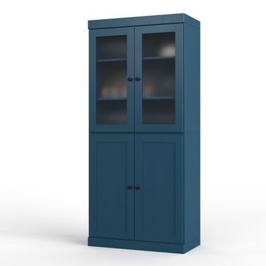Solid Wood 32" Pantry Cabinet With Shaker Doors And 2-Drawers In Black