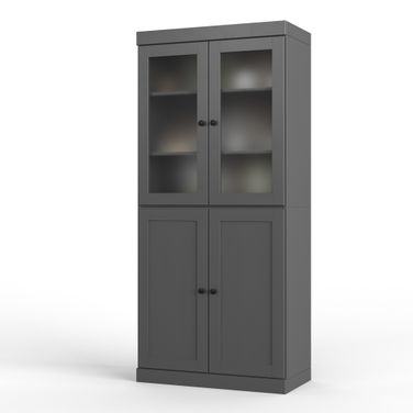 Solid Wood 32" Pantry Cabinet With Shaker Doors And 2-Drawers In Gray