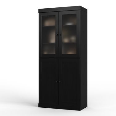Solid Wood 32" Pantry Cabinet With Shaker Doors And 2-Drawers In Java