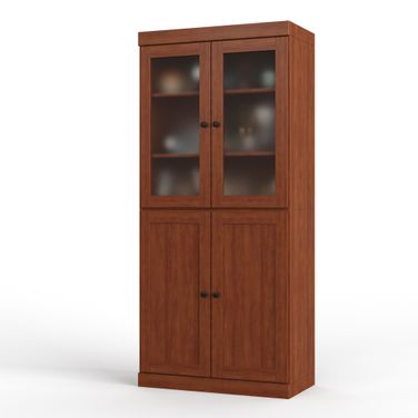 Solid Wood 32" Pantry Cabinet With Shaker Doors And 2-Drawers In Mocha