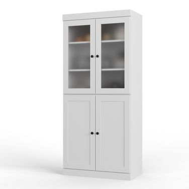 Solid Wood 32" Pantry Cabinet With Shaker Doors And 2-Drawers In White